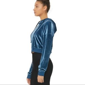As new Alo cropped velvet hoodie L